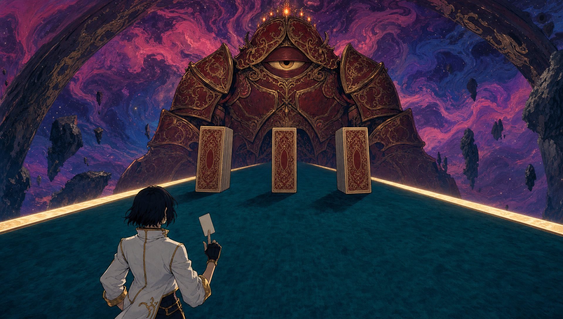 The painted felt lane running to the armored Boss Blind
