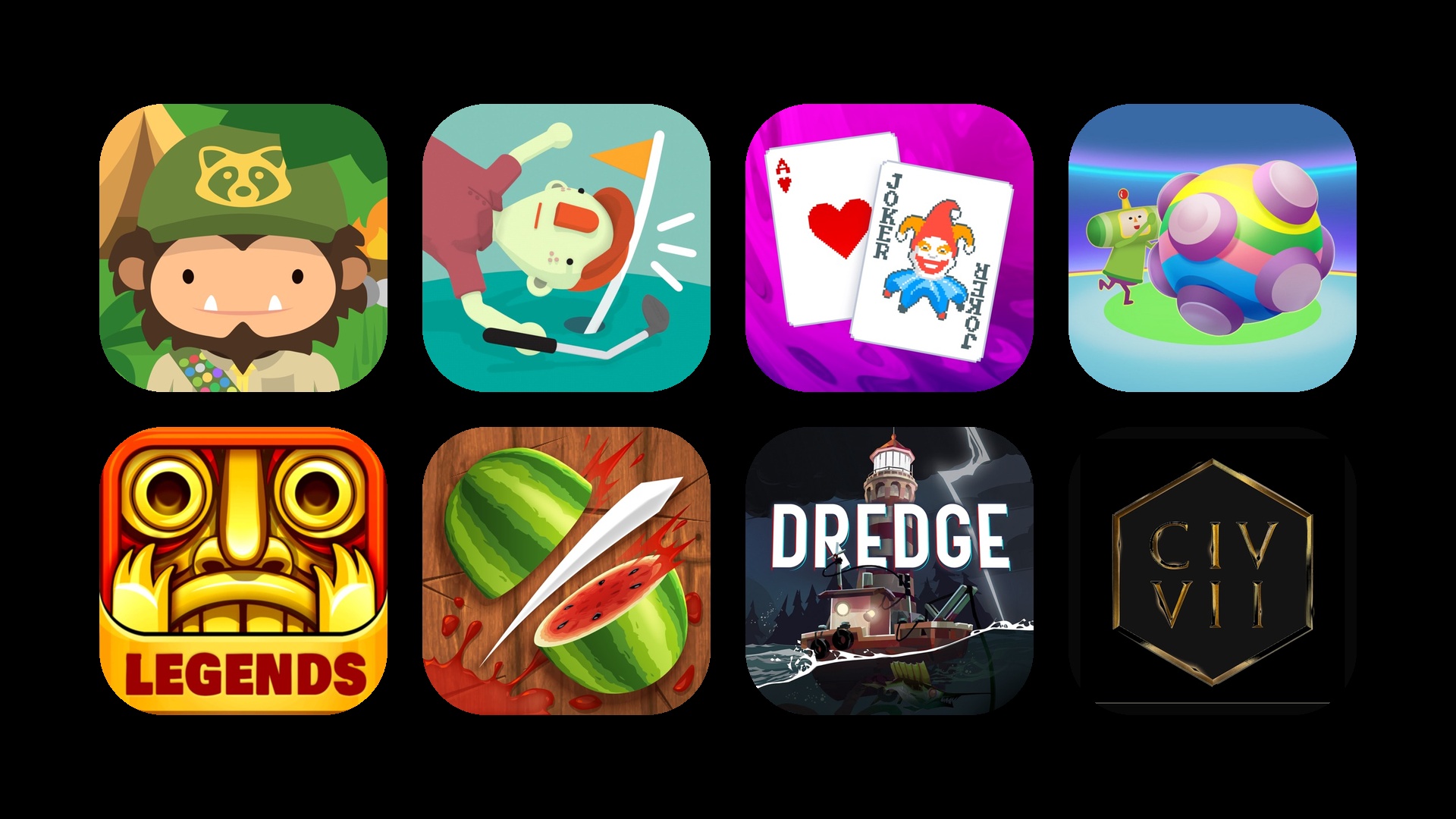 The catalog's official app icons in one wall