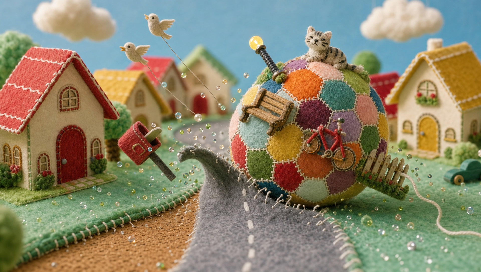 The patchwork ball gathering the street