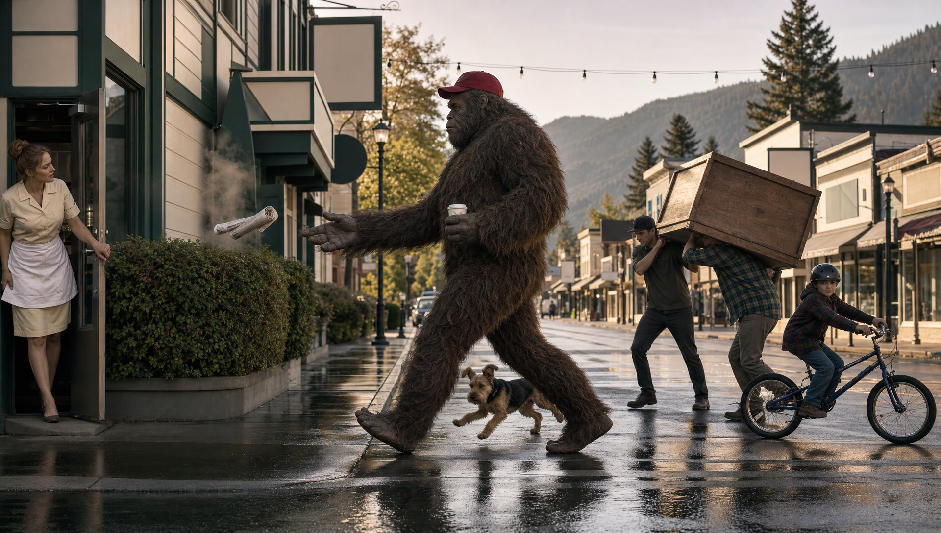 The 7:58 main street, the sasquatch mid-stride