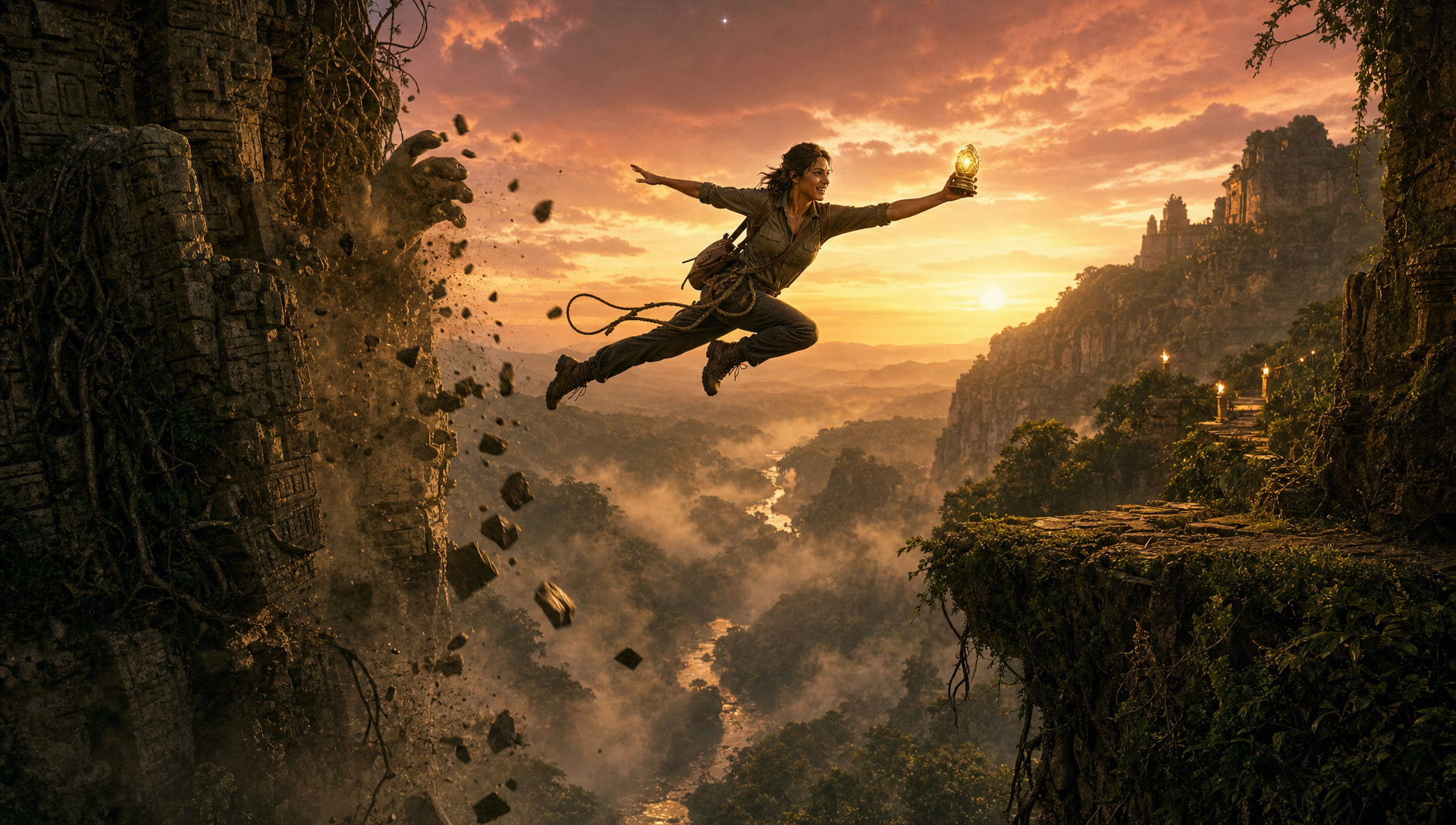 The sunset leap across the gorge